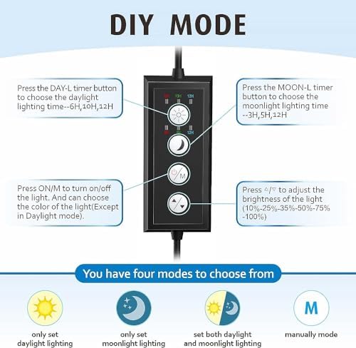 Hygger Clip on Aquarium Lighting - Daytime Night Lighting Double Timer
| Hygger Aquarium Lamp - Full Spectrum Daytime N