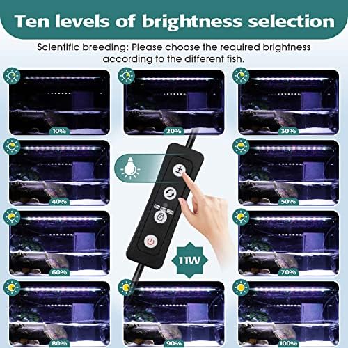  Hygger Full Spectrum LED Aquarium Light per Acquario con Monitor LCD, 16W RGB, 10 Livelli di luminosità, Timer Regolabi