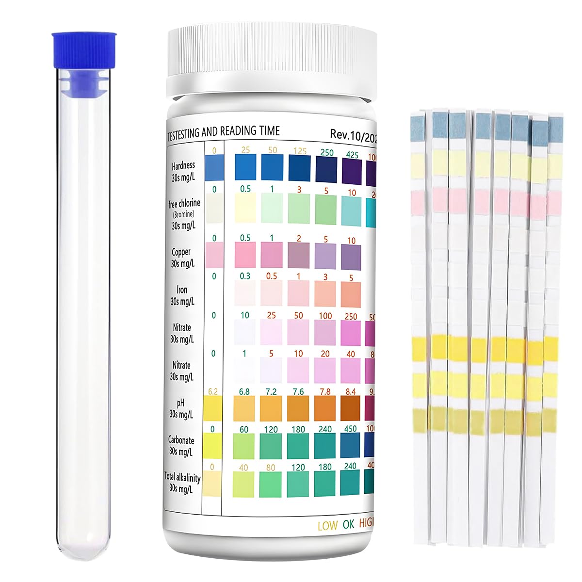  9 in 1 Strisce per il Test dell'Acqua dell'Acquario 200 Pezzi – Test dell'Acqua da Bevtere, Piscina, Fontana e Fontanel